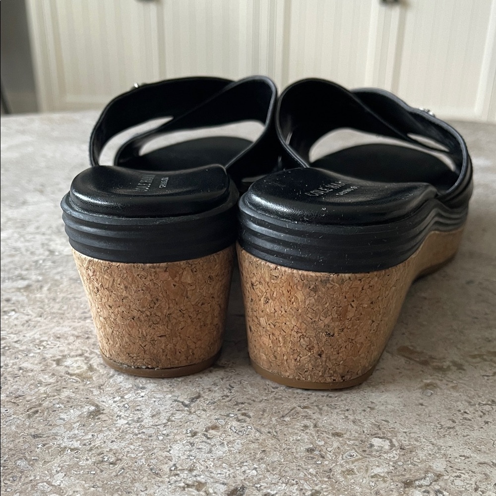 Cole Haan Black Leather Crisscross Mules - Picture 4 of 8